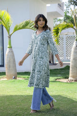 Cotton Embroidered Straight Fit Kurti | | Shop stylish women's clothing online at Label Flavia |