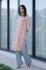 Cotton Embroidered Straight Fit Kurti | | Shop stylish women's clothing online at Label Flavia |