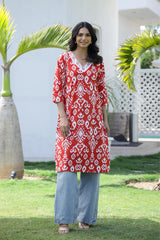 Cotton Embroidered Straight Fit Kurti | | Shop stylish women's clothing online at Label Flavia |