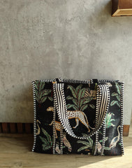 Handcrafted Jungle-Print Tote Bag for Indian Women – Eco-Friendly, Spacious & Stylish | Luxebyflavia | Hand Bag