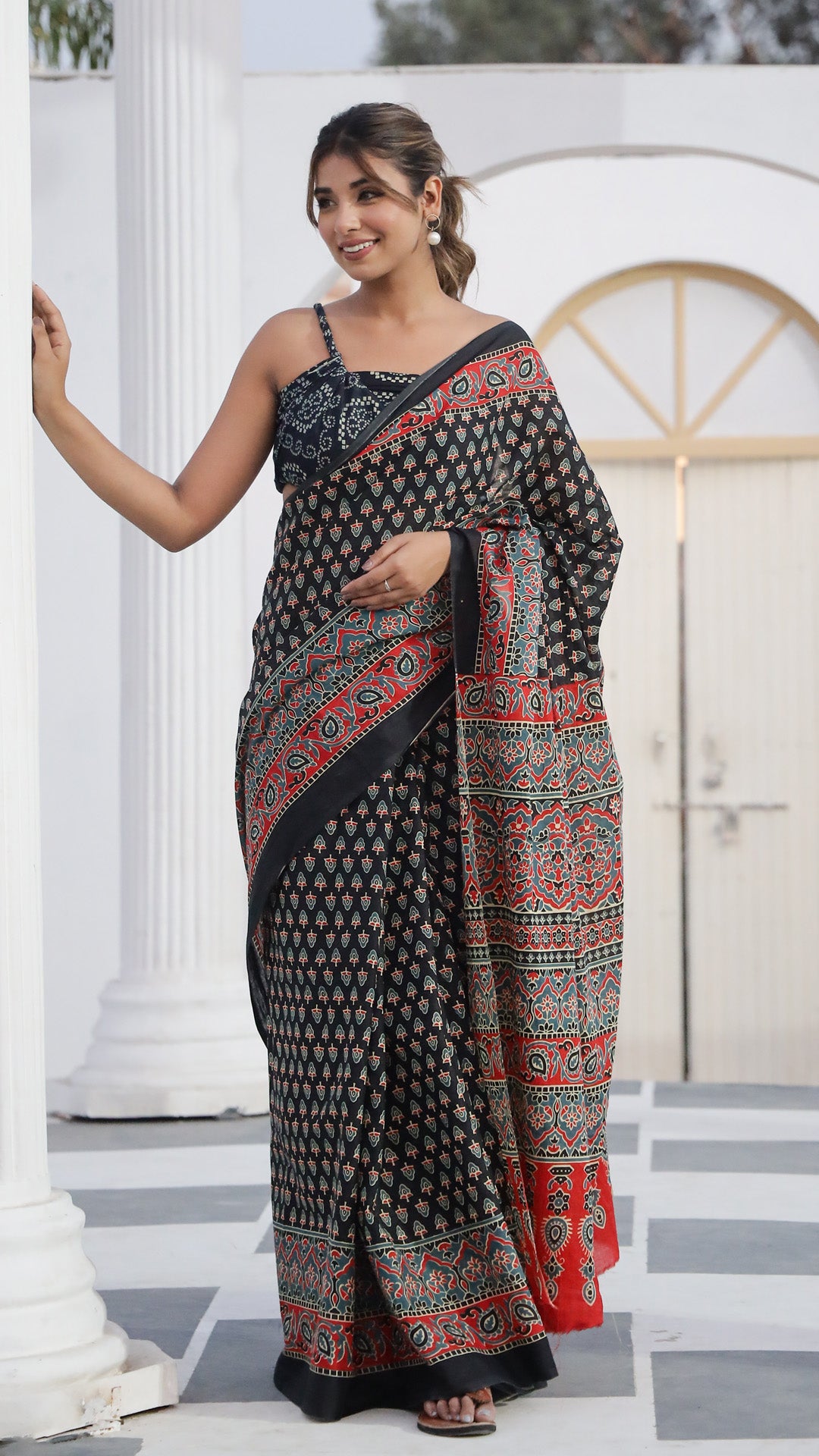 Printed Pure Cotton Mulmul Saree With Blouse | Luxebyflavia | saree