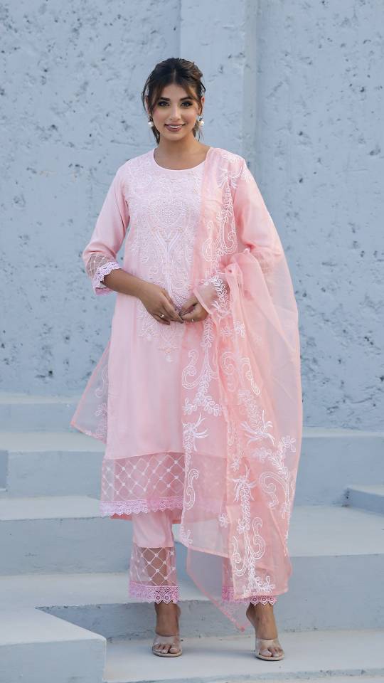 Elegant Rayon Dobby Kurta Set with Boaring Work & Embroidered Dupatta | Co-Ord Set | Shop stylish women's clothing online at Label Flavia |