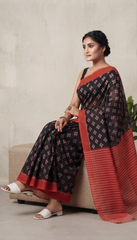 Laalima – Black & Red Mulmul Cotton Saree