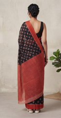 Laalima – Black & Red Mulmul Cotton Saree