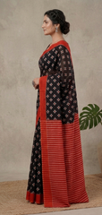Laalima – Black & Red Mulmul Cotton Saree