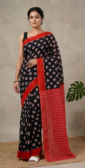 Laalima – Black & Red Mulmul Cotton Saree