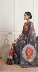 Aabheri – Charcoal Mulmul Cotton Saree