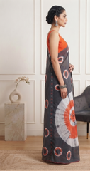 Aabheri – Charcoal Mulmul Cotton Saree