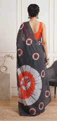 Aabheri – Charcoal Mulmul Cotton Saree
