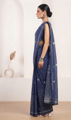 Neelanshi – Indigo Mulmul Cotton Saree