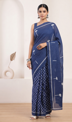 Neelanshi – Indigo Mulmul Cotton Saree