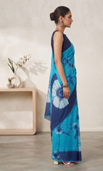 Neeltara – Turquoise Mulmul Cotton Saree