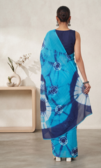 Neeltara – Turquoise Mulmul Cotton Saree