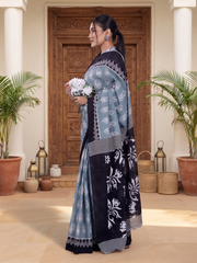 Rayisha Stone Blue Saree