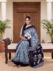 Rayisha Stone Blue Saree