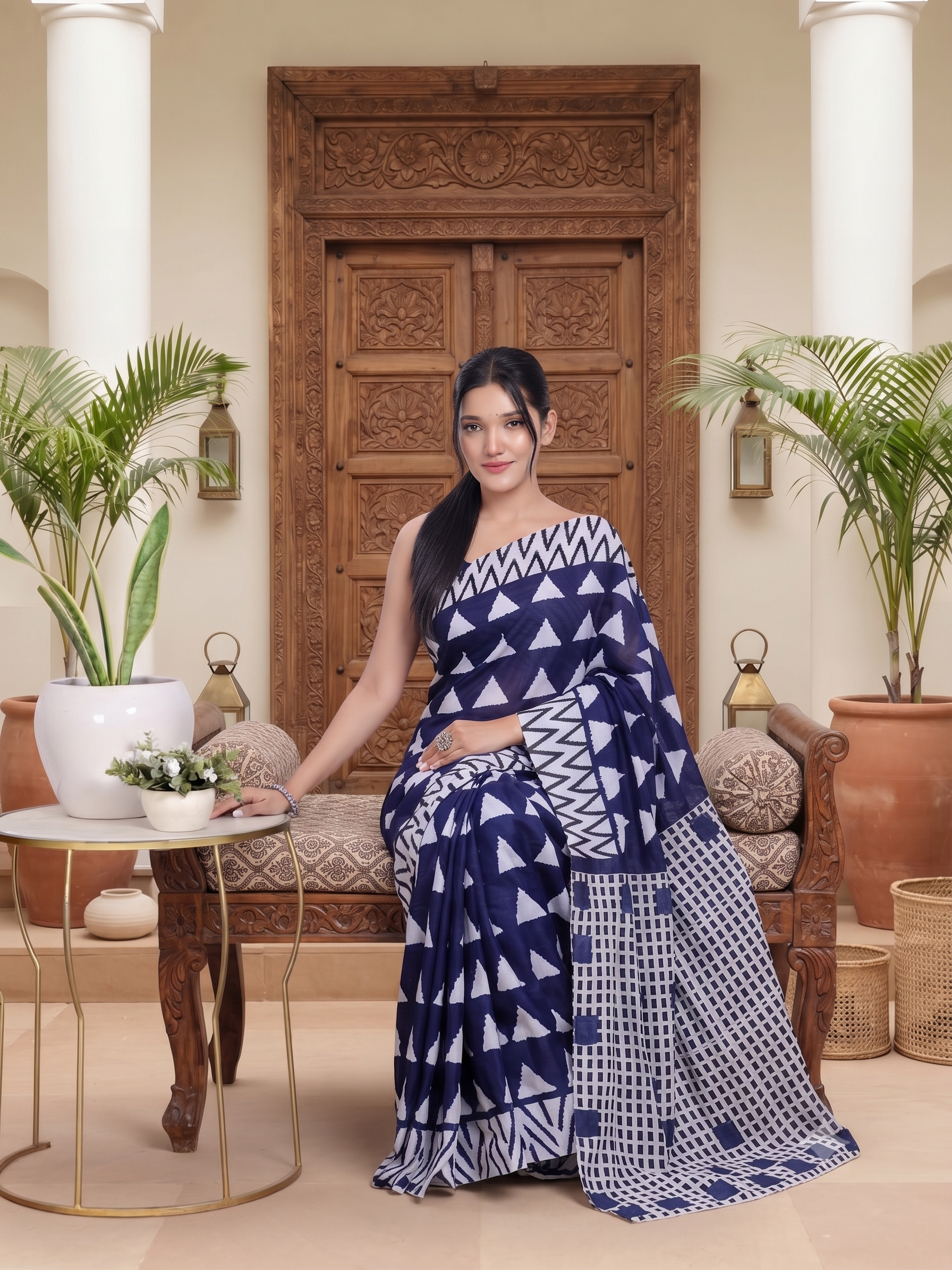 Zareen Indigo Weave Saree