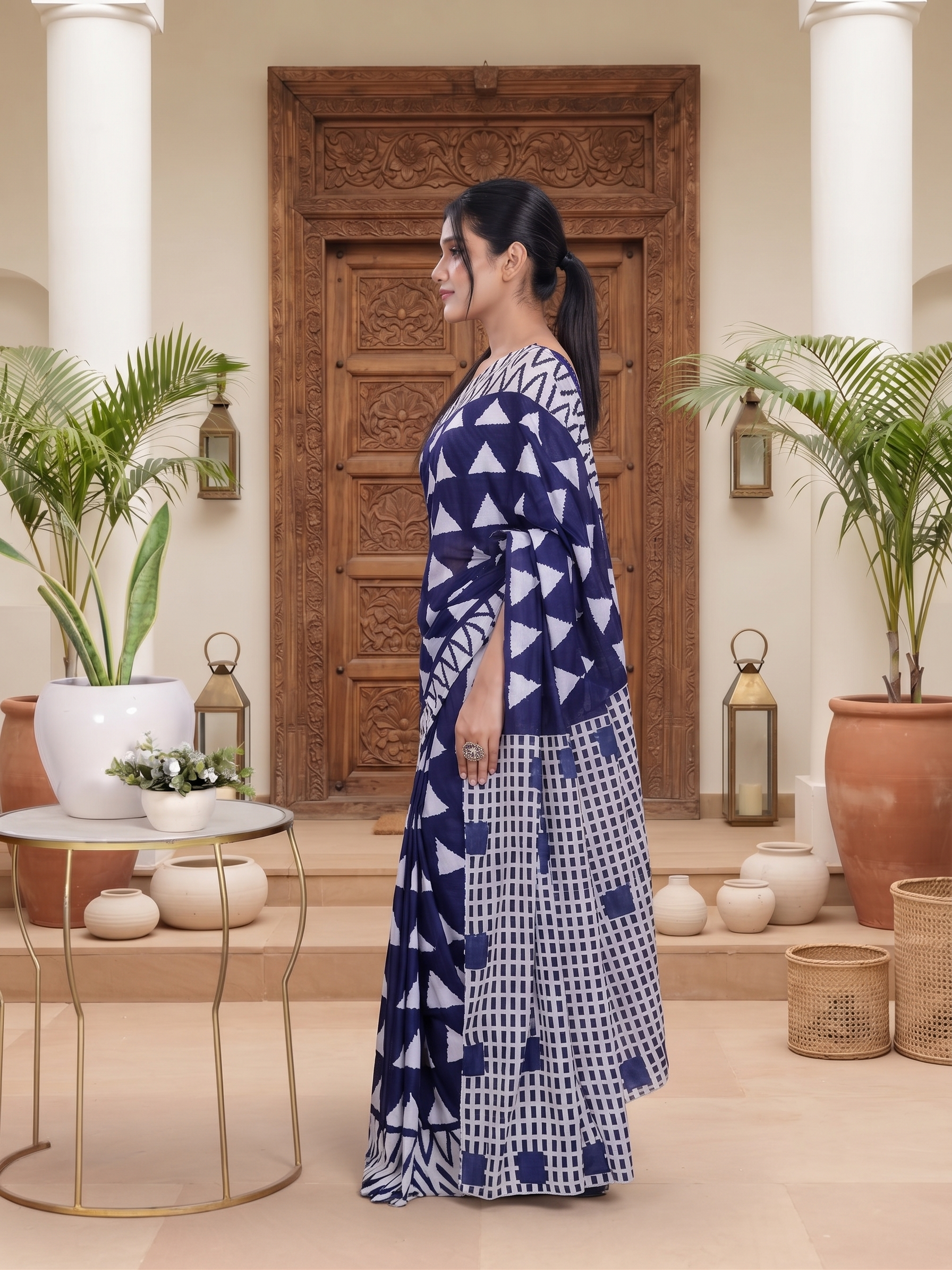 Zareen Indigo Weave Saree