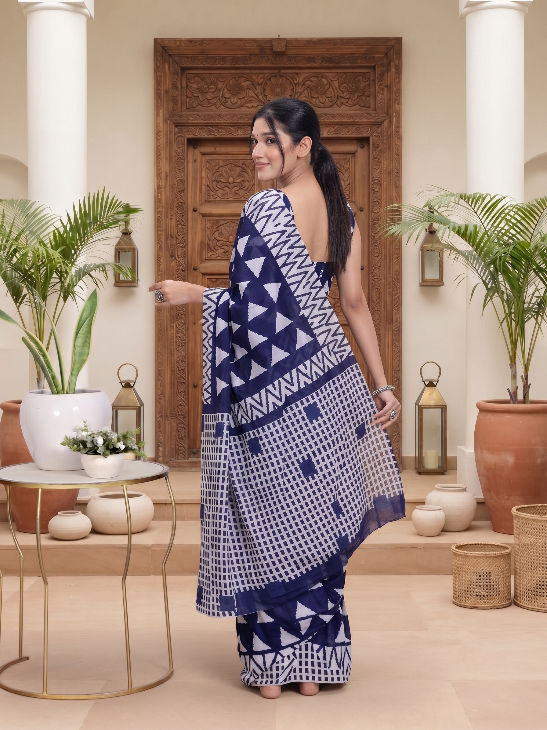 Zareen Indigo Weave Saree