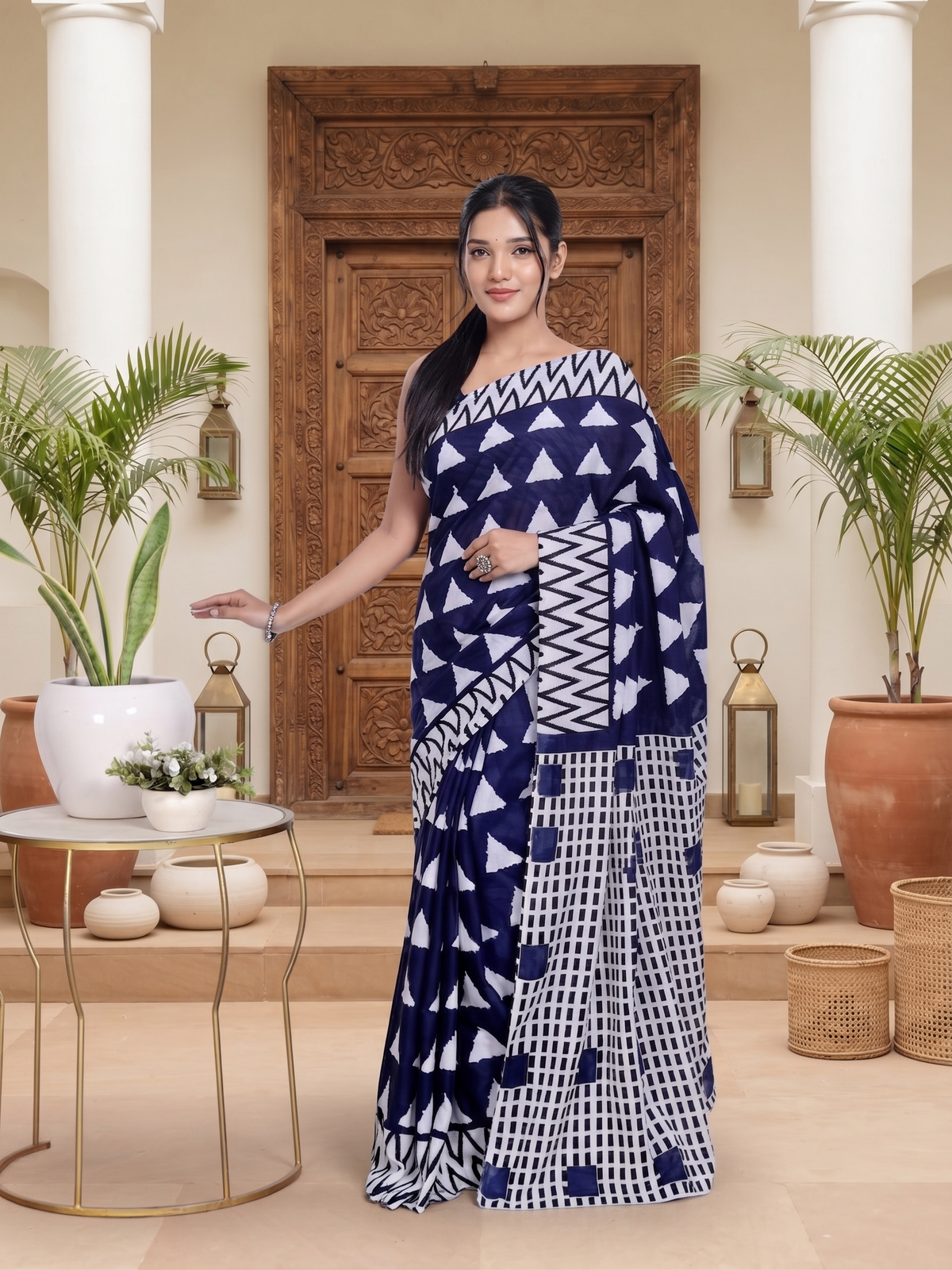 Zareen Indigo Weave Saree