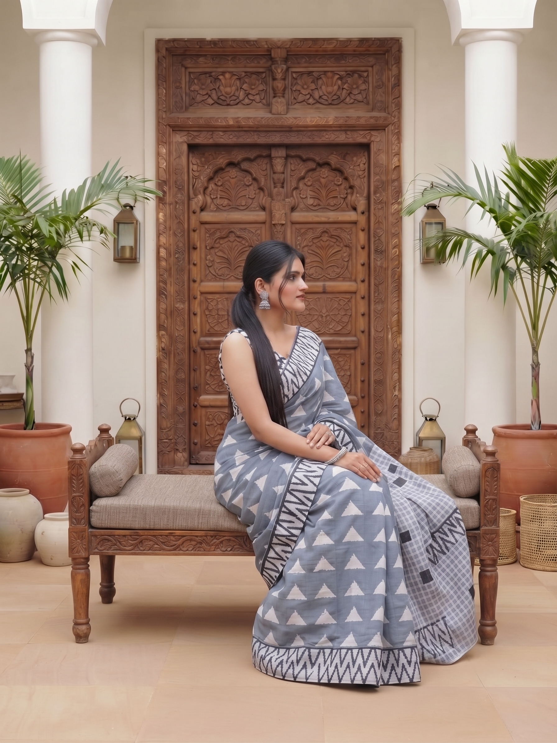Vaelora Mist Blue Saree