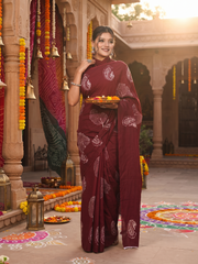 Wine Paisley Saree