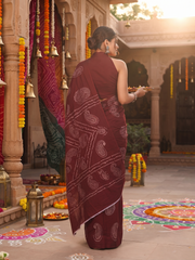 Wine Paisley Saree