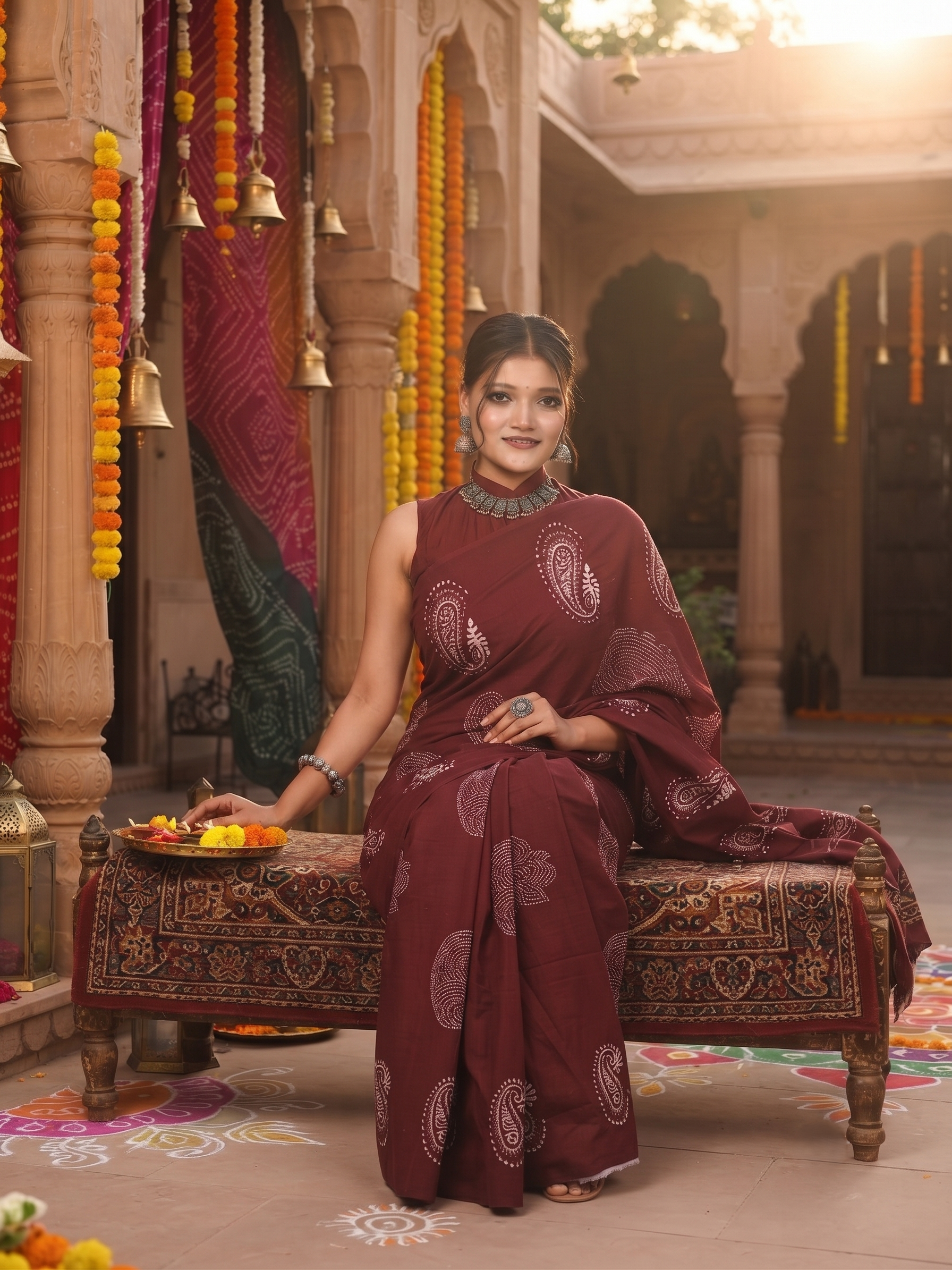 Wine Paisley Saree