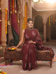 Wine Paisley Saree