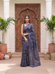 Aadhyara Royal Indigo Saree