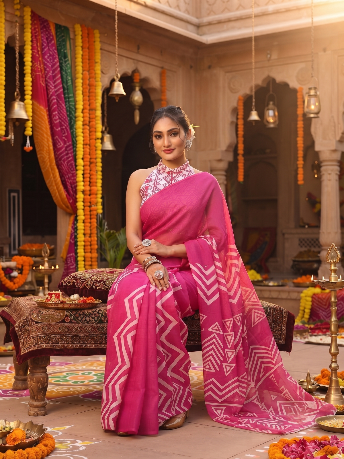 Fuchsia Tribal Saree
