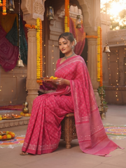Pushpika Pink Floral Saree