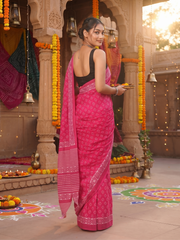 Pushpika Pink Floral Saree