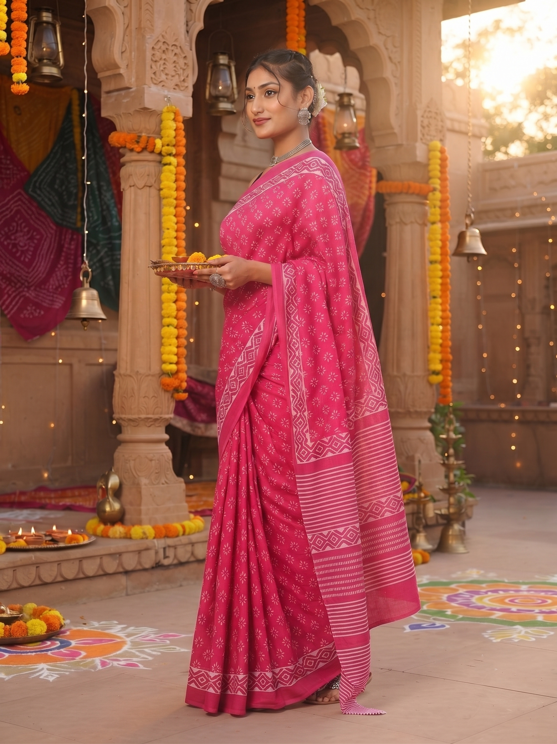 Pushpika Pink Floral Saree