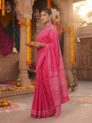 Pushpika Pink Floral Saree