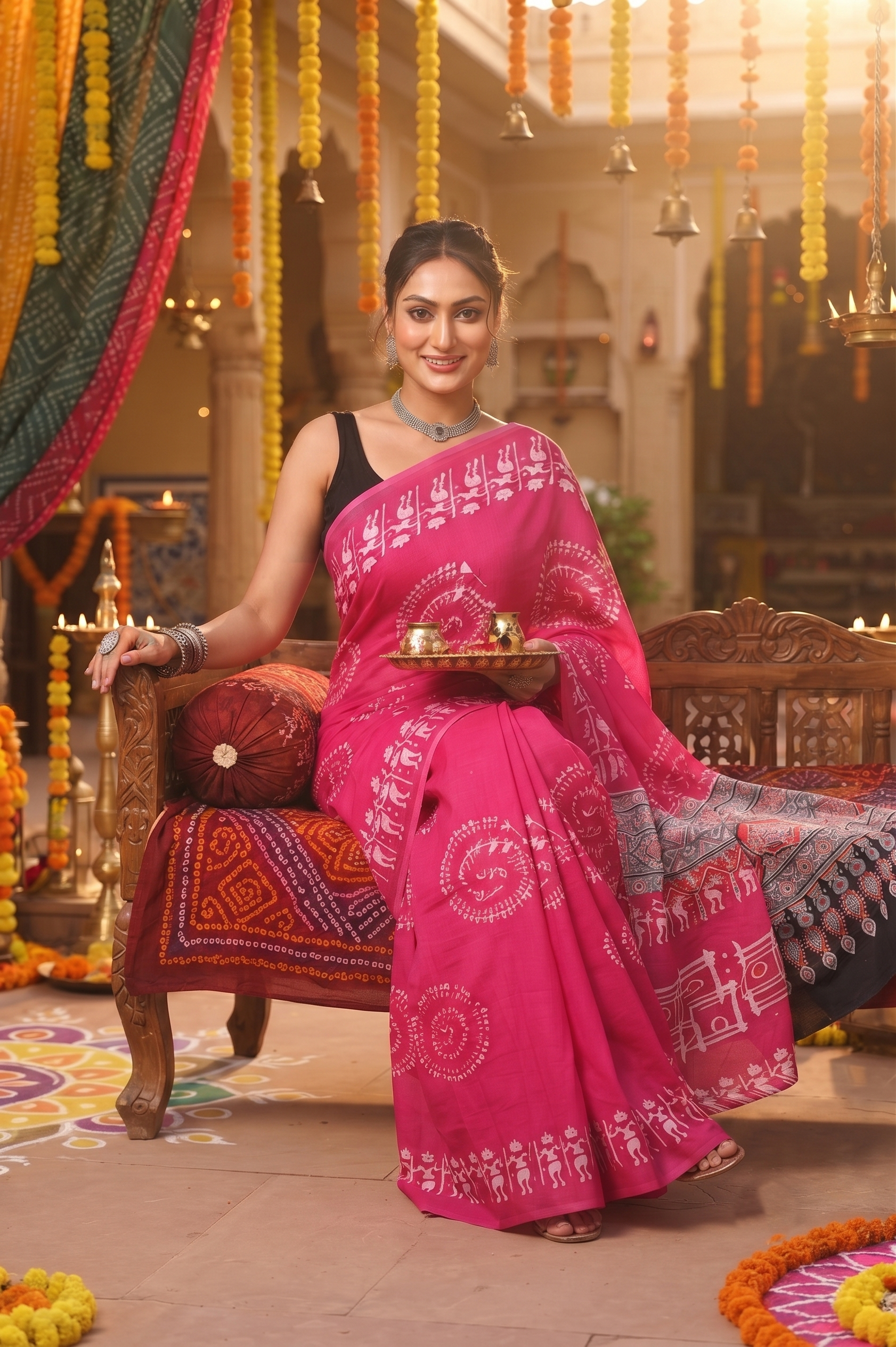 Rangyatra Fuchsia Saree