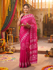Rangyatra Fuchsia Saree