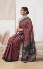 Mrinalini Maroon Saree
