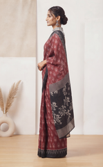 Mrinalini Maroon Saree