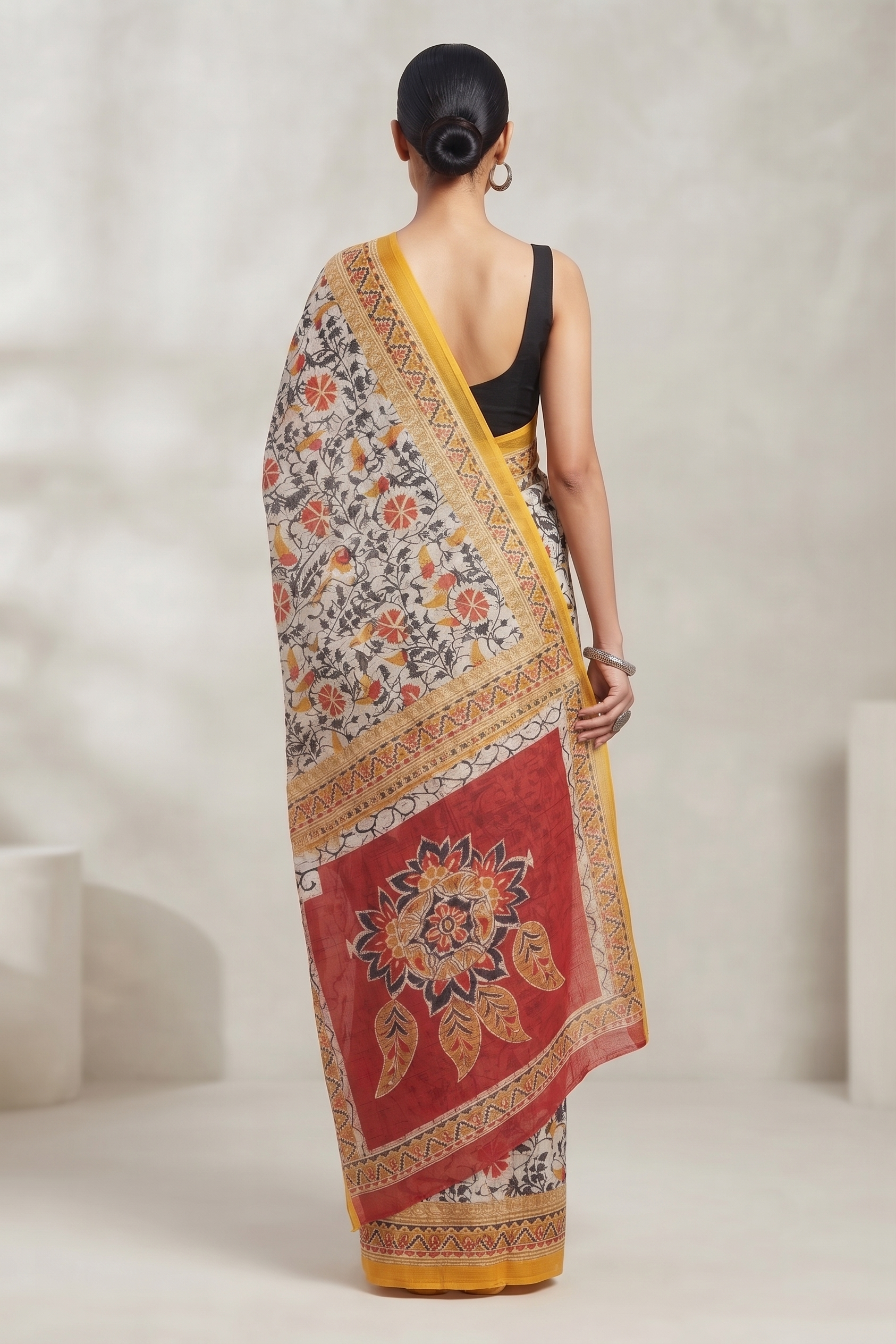 Crimson Blossom Saree
