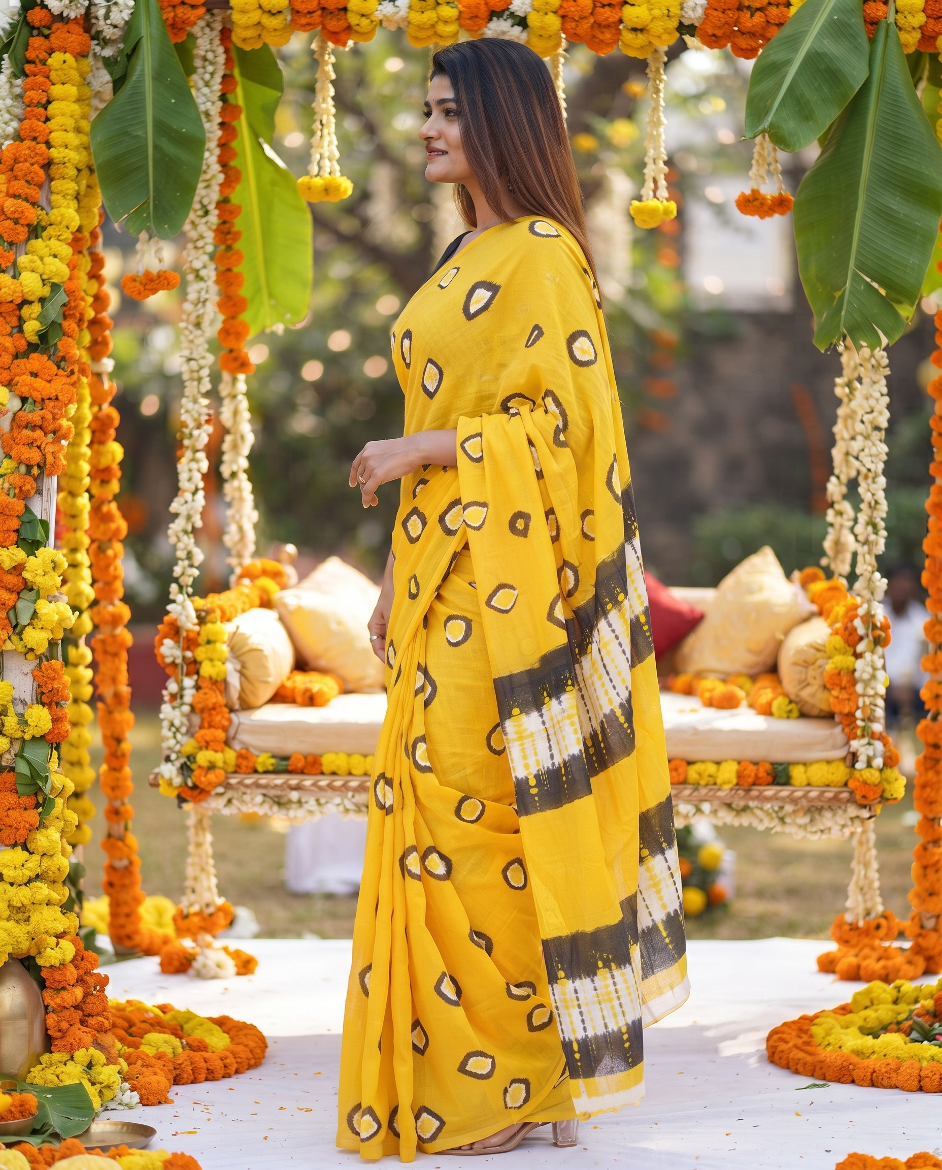 Vaidehi Haldi Bloom Saree
