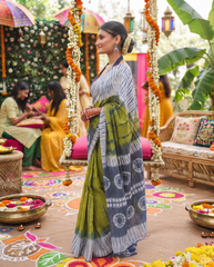 Vanyara Olive Shibori Saree 🌿