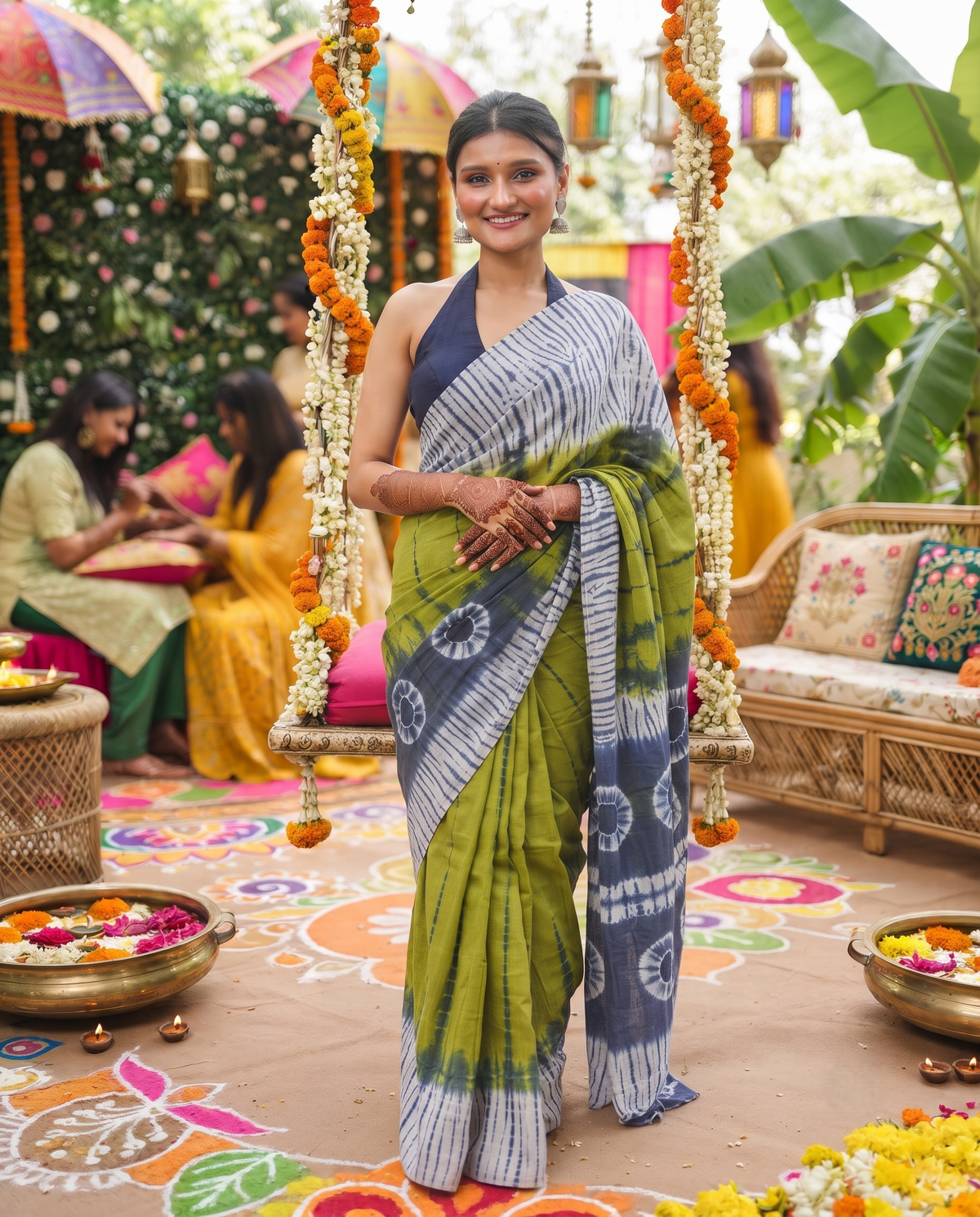 Vanyara Olive Shibori Saree 🌿