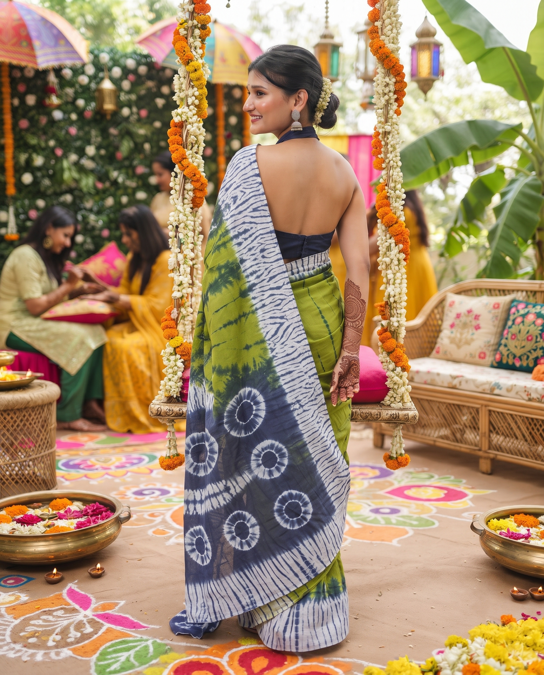 Vanyara Olive Shibori Saree 🌿