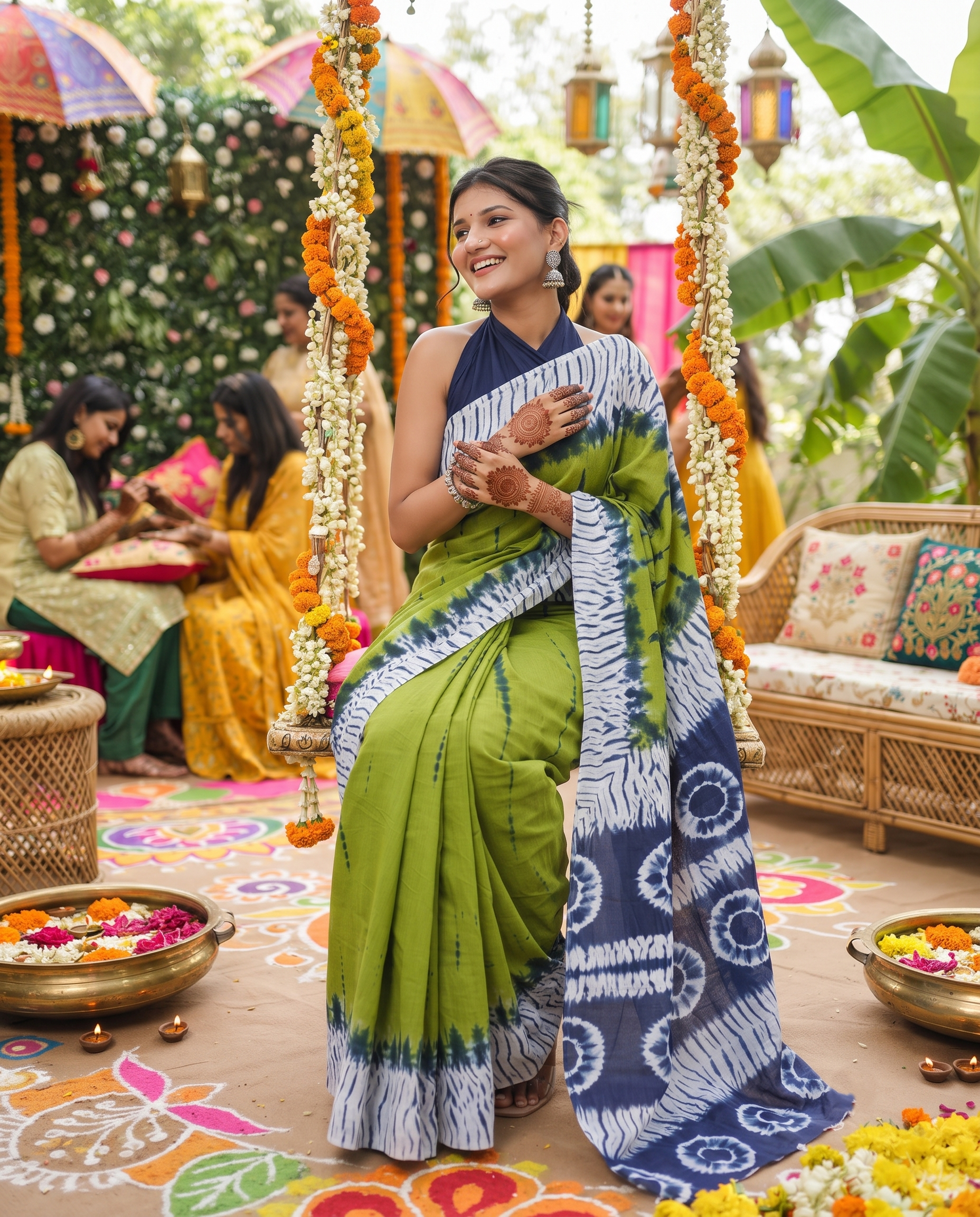 Vanyara Olive Shibori Saree 🌿