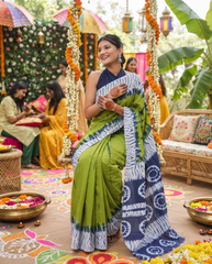 Vanyara Olive Shibori Saree 🌿