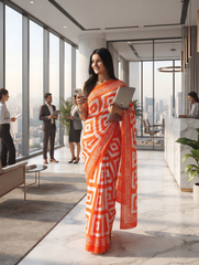 Coral Geo Office Saree ⭐