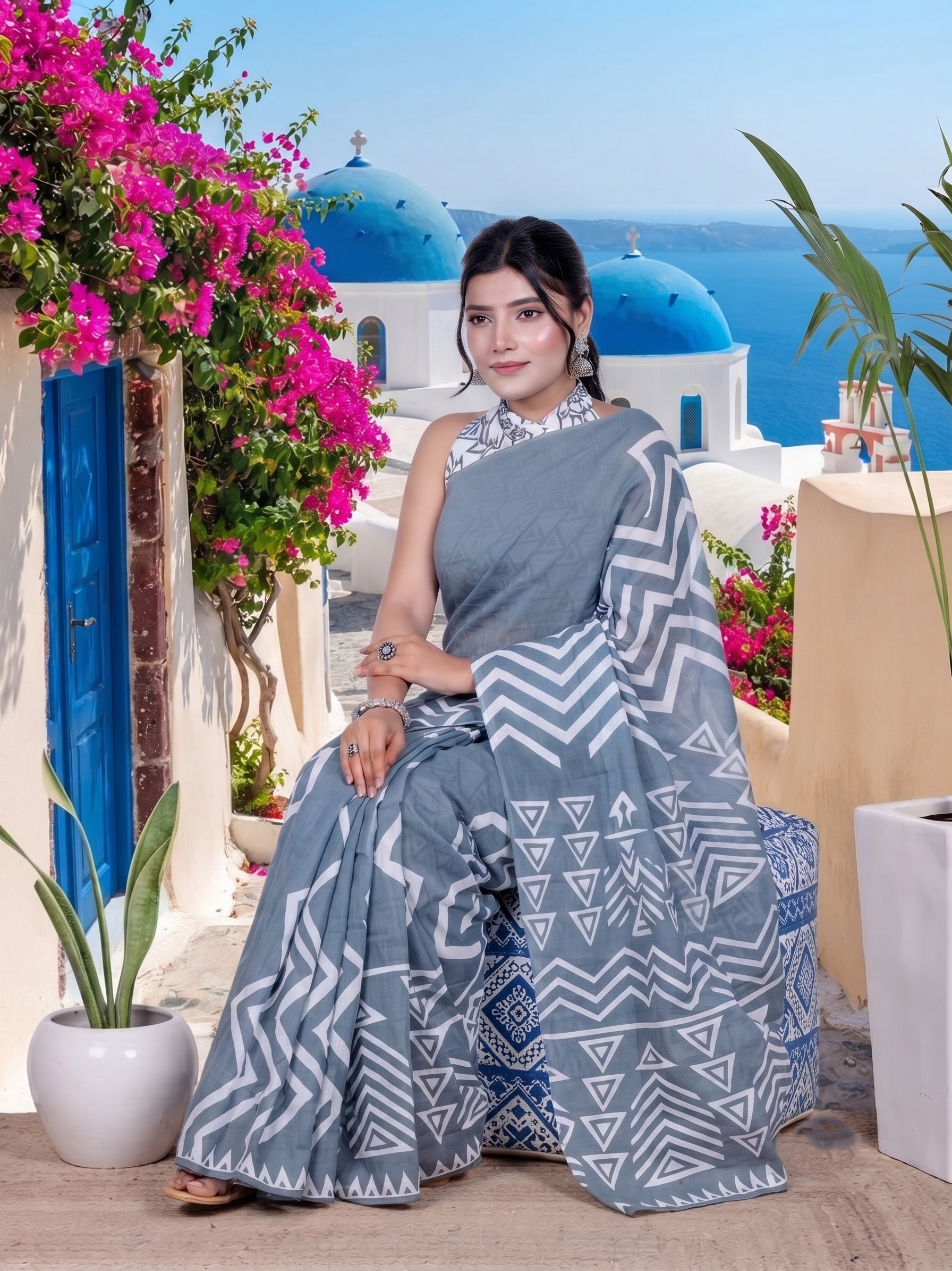 Mrinalini Slate Indigo Saree