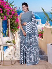 Mrinalini Slate Indigo Saree