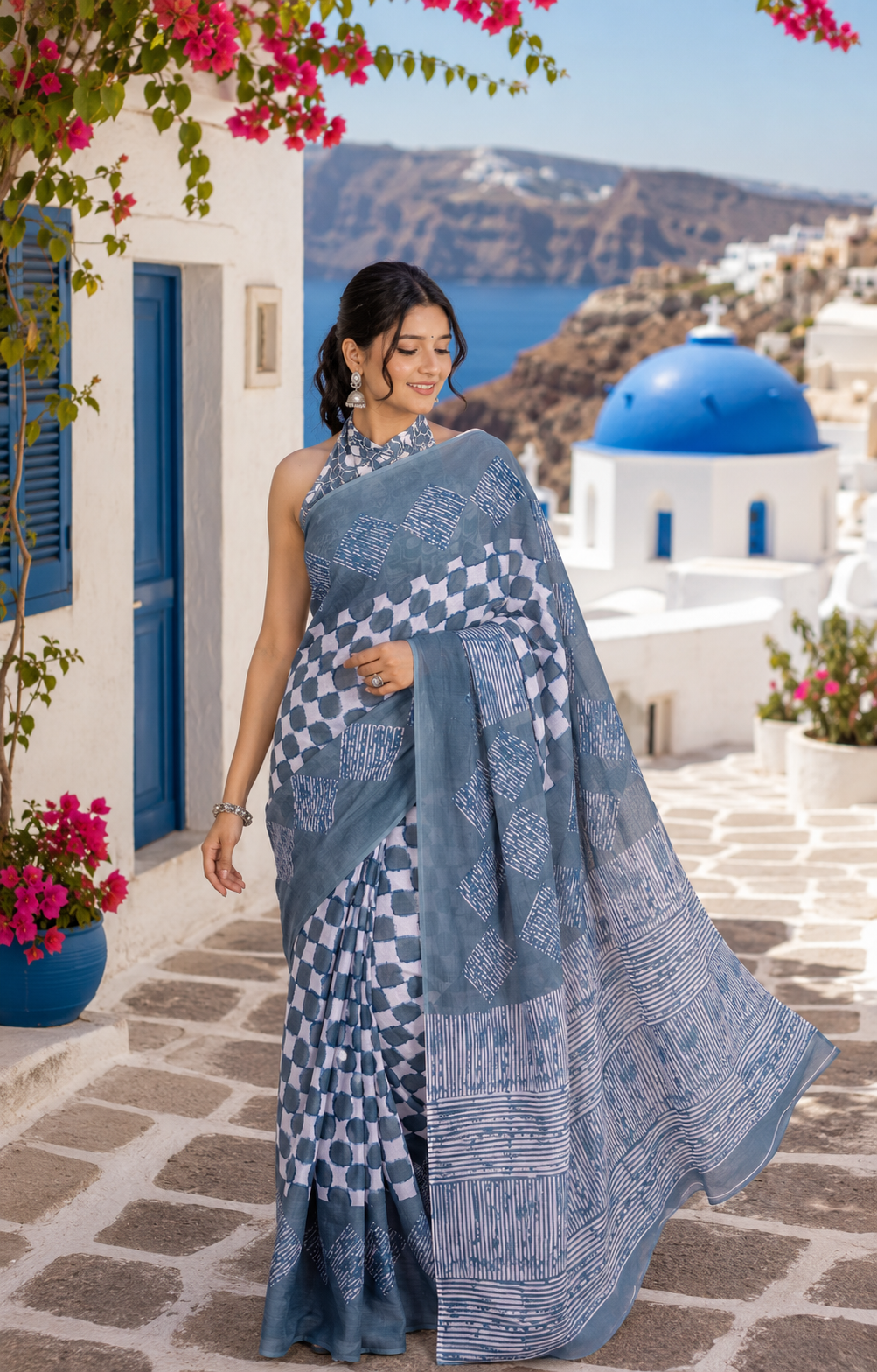 Varnika Steel Indigo Saree