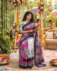 Meheriya Plum Marble Saree 💜